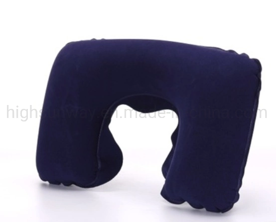 Inflatable Flocked PVC Air Travel Pillow for Promotional Gift